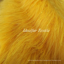 Yellow Fashion Faux Fur Fabric Ivory Slivery Metallic